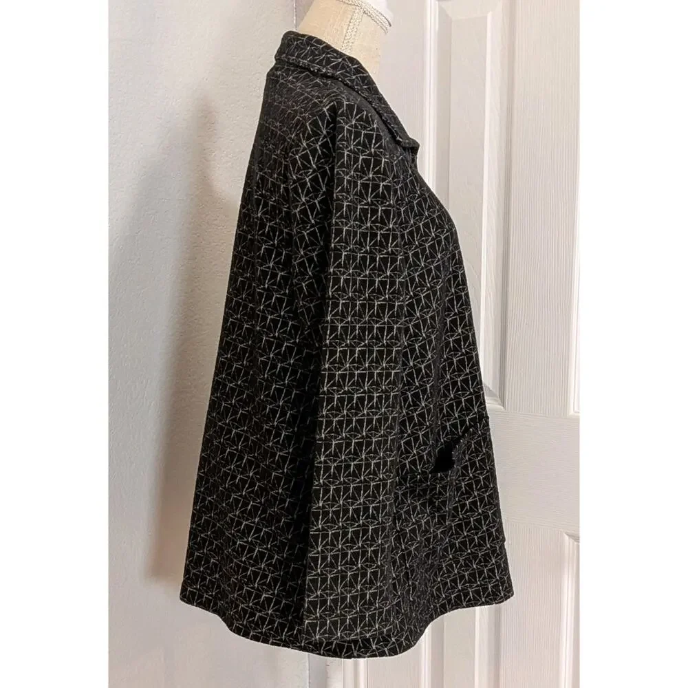 Habitat Clothes to Live Jacket Button Front SMALL Gray Geometric Lagenlook